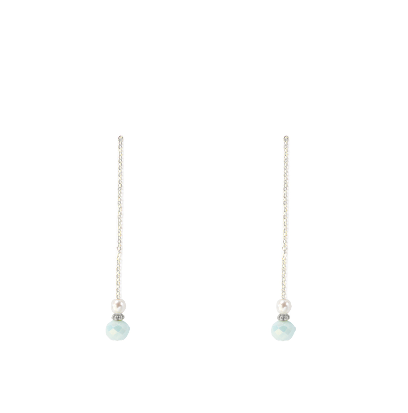 perles vert deau bas longues