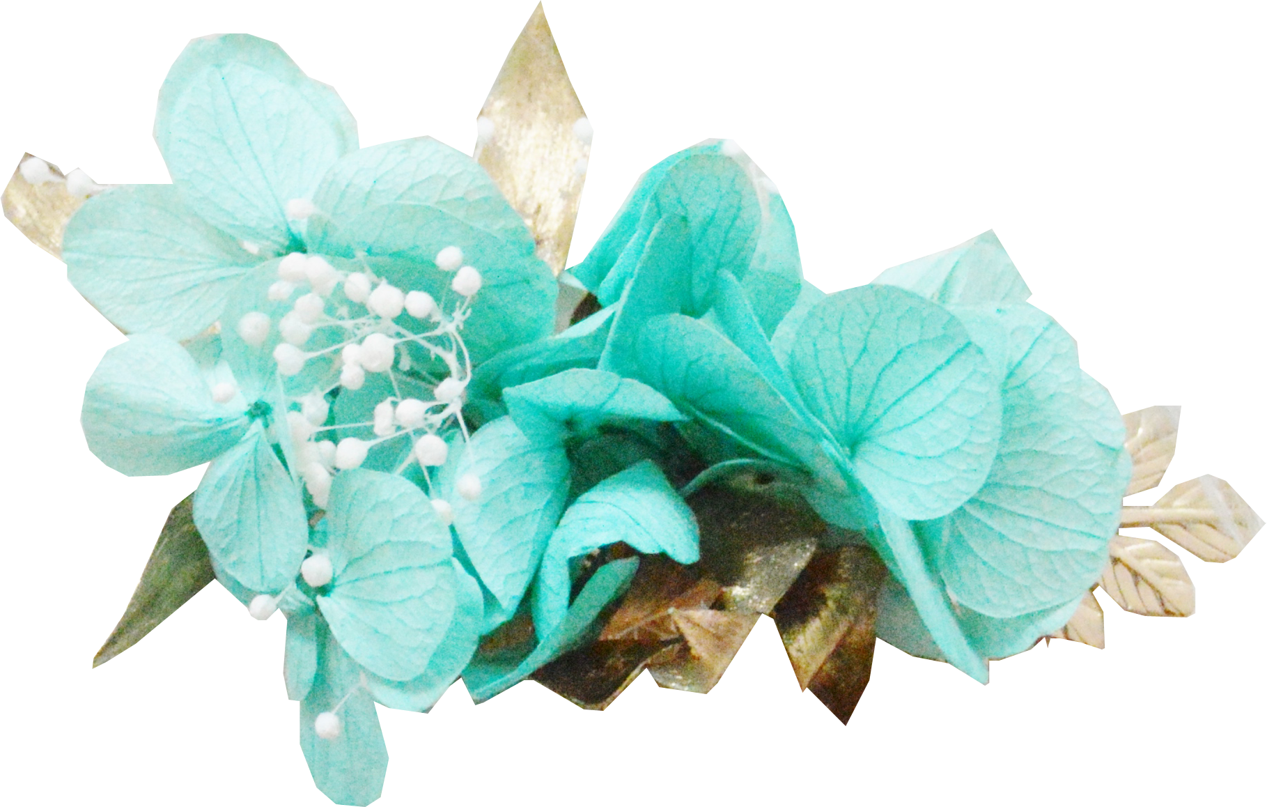 fleur turquoise et gypsophile
