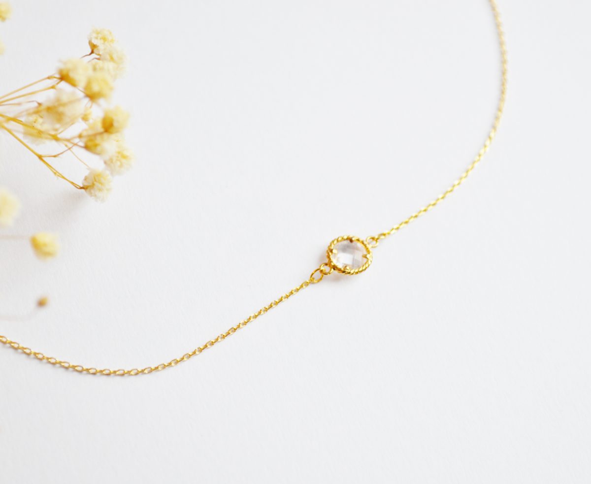 collier cristal mariage doré