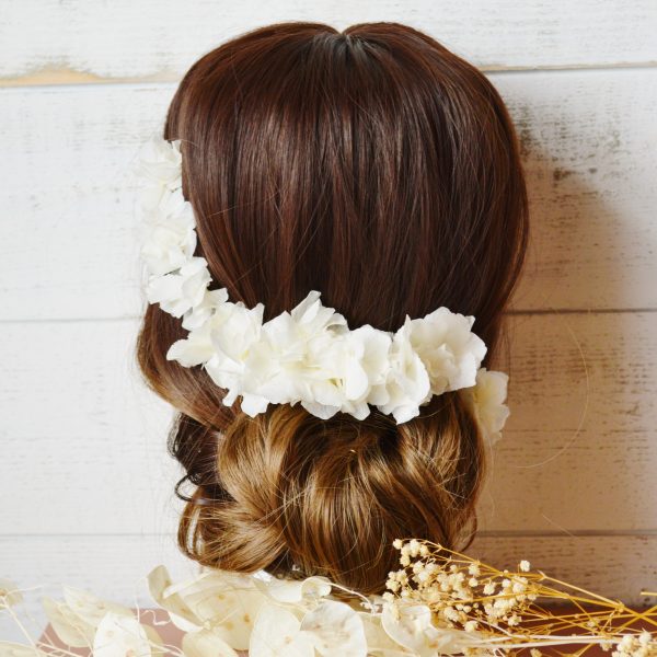 3 pics à chignon fleurs fraîches éternelles blanc ivoire