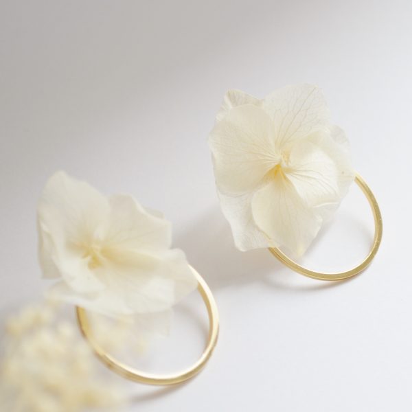 Boucles d'oreilles fleurs fraîches éternelles blanc ivoire - Collection pure