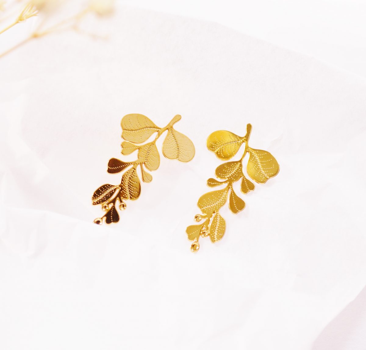 Boucles d'oreilles Eucalyptus dorées - Collection exclusive Botanique Chic