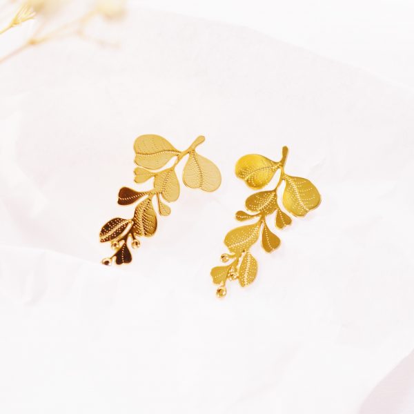 Boucles d'oreilles Eucalyptus dorées - Collection exclusive Botanique Chic