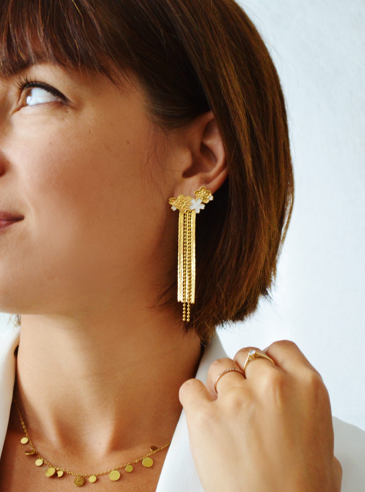 Boucles d'oreilles modulables fleurs de cerisier et pendants amovibles - Collection exclusive Sakuras
