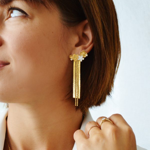 Boucles d'oreilles modulables fleurs de cerisier et pendants amovibles - Collection exclusive Sakuras