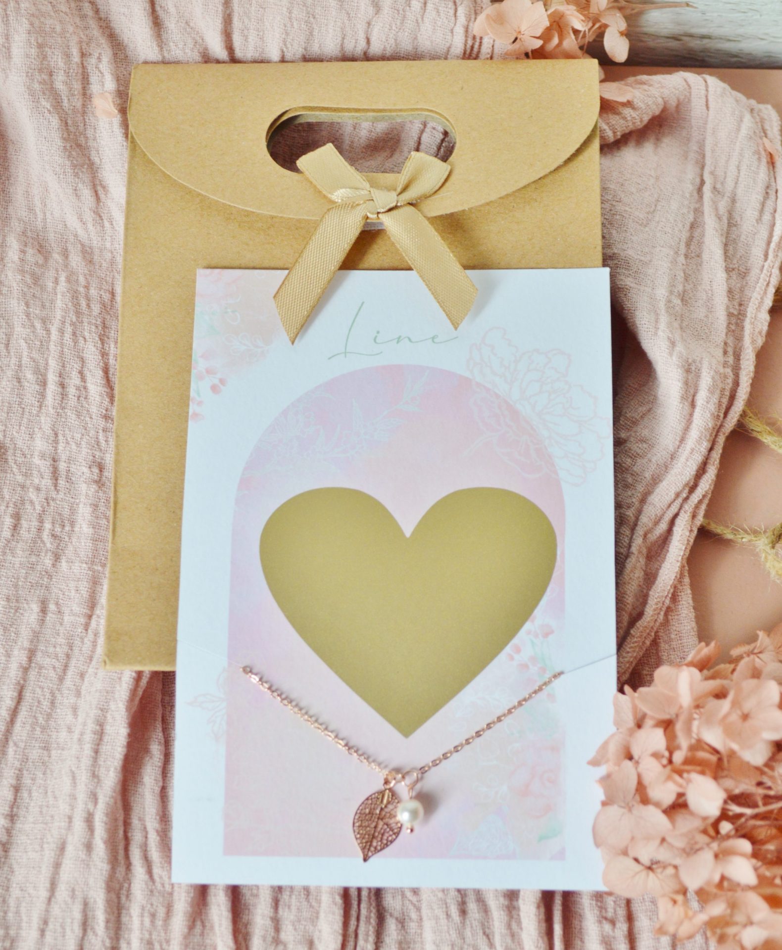 Carte à gratter + BRACELET feuille romantique – Cadeau demoiselle