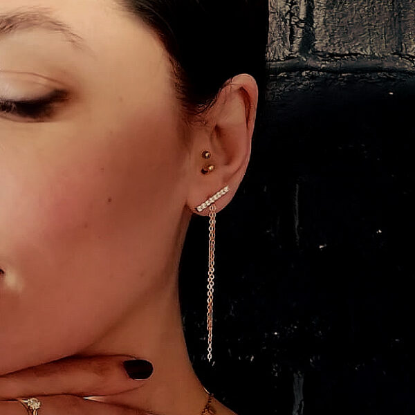 Boucles d'oreilles barres de zircons et pendants modulables - bijoux modernes chics mariage