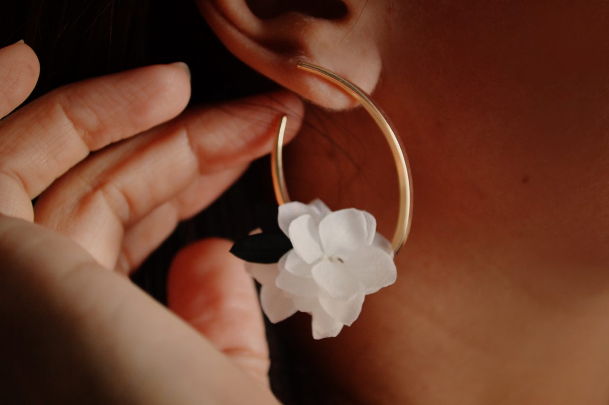 Boucles géométriques originales fleur naturelles stabilisées et feuilles d'eucalyptus - divers coloris