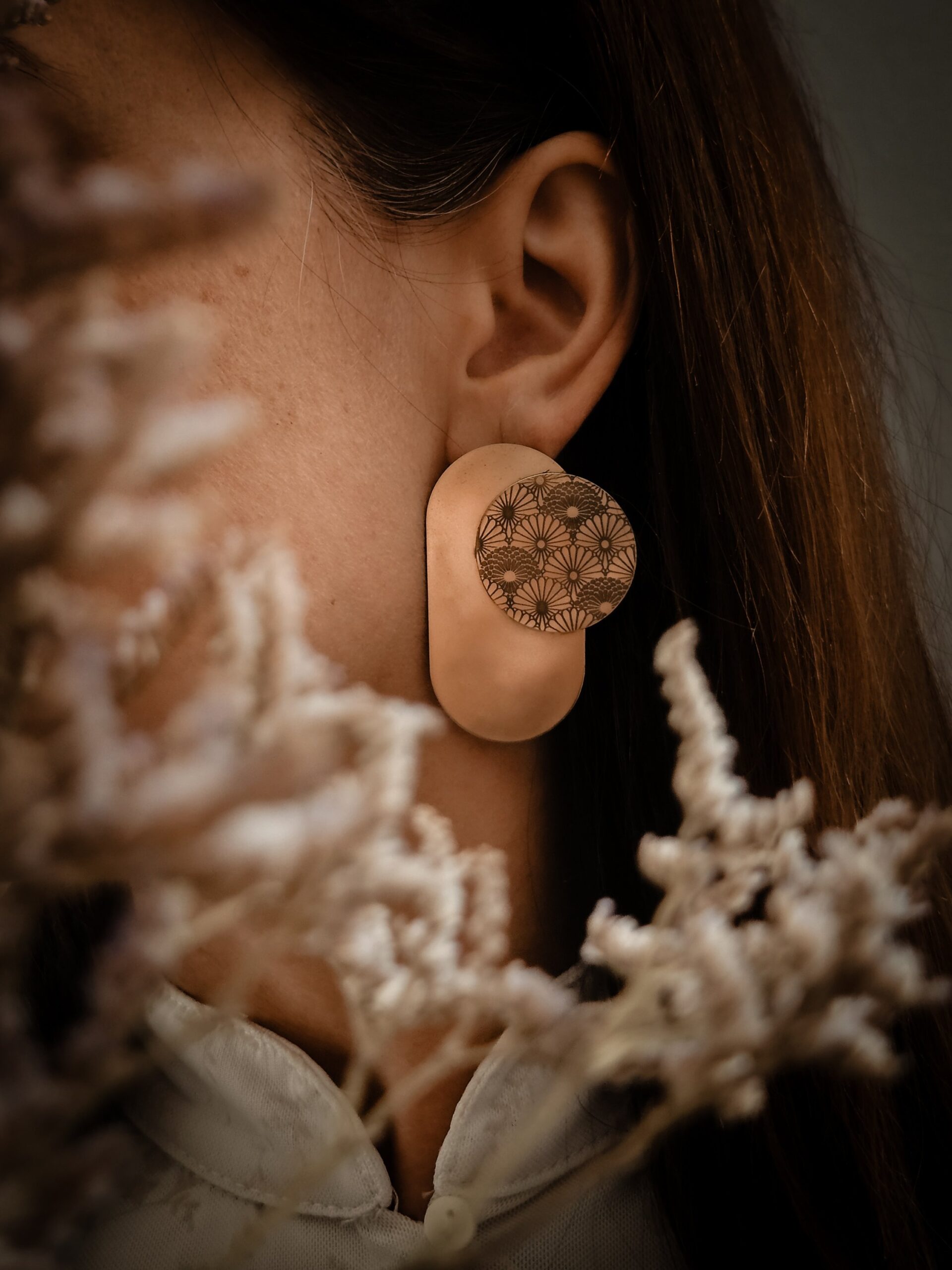 1000069802.jpg Boucles d'oreilles japonisantes géométriques rétro - Kiku – Image 4