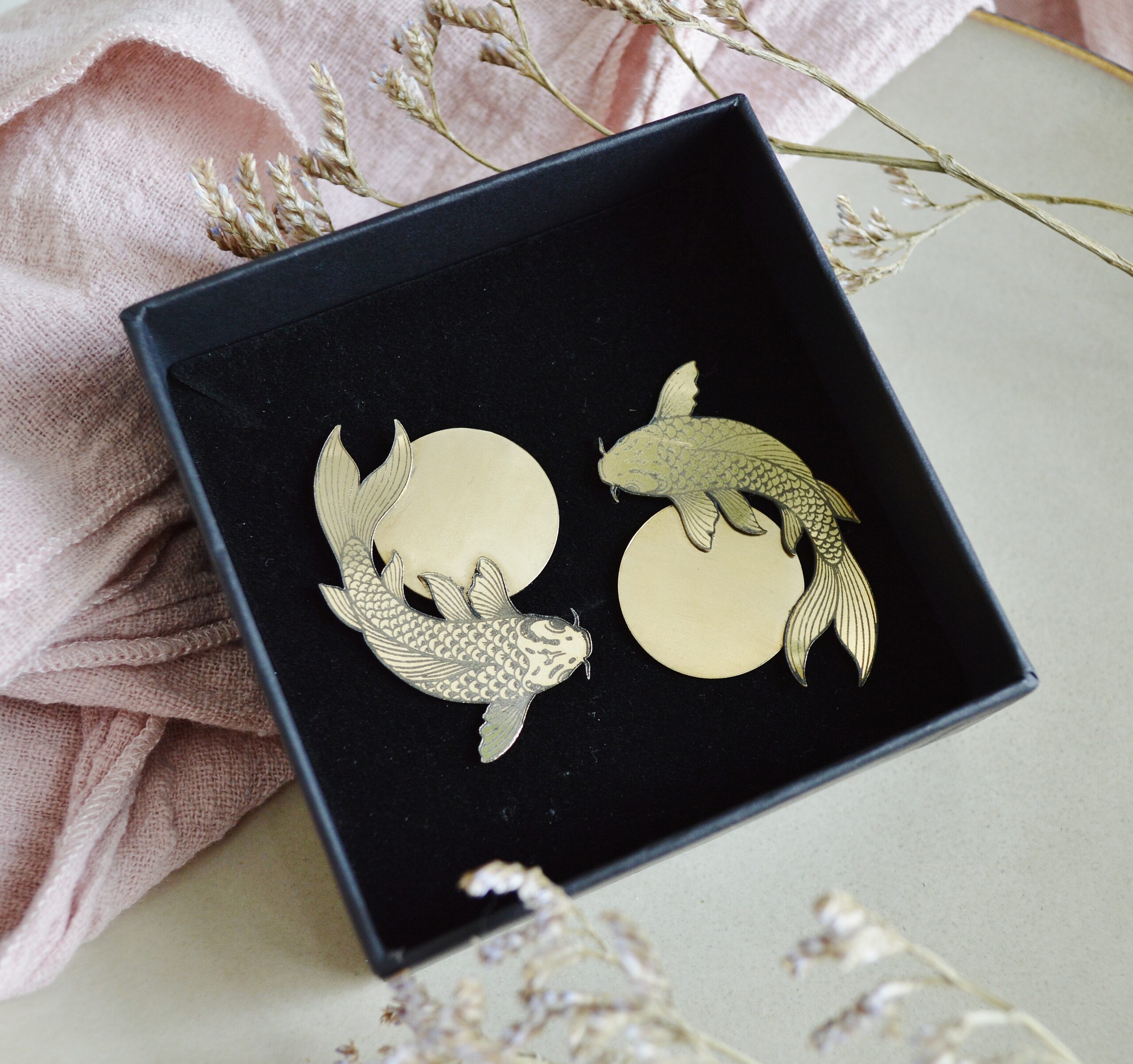 DSC_1080 Boucles d'oreilles esprit asiatique à carpes japonaises - Danse des koïs – Image 8