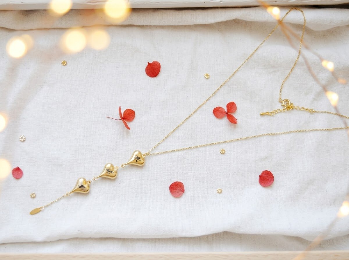 1000076013.jpg Collier doré cœurs initiales personnalisées acier inoxydables – bijoux gravés sur mesure - cadeau personnalisé femme Noël – Image 5