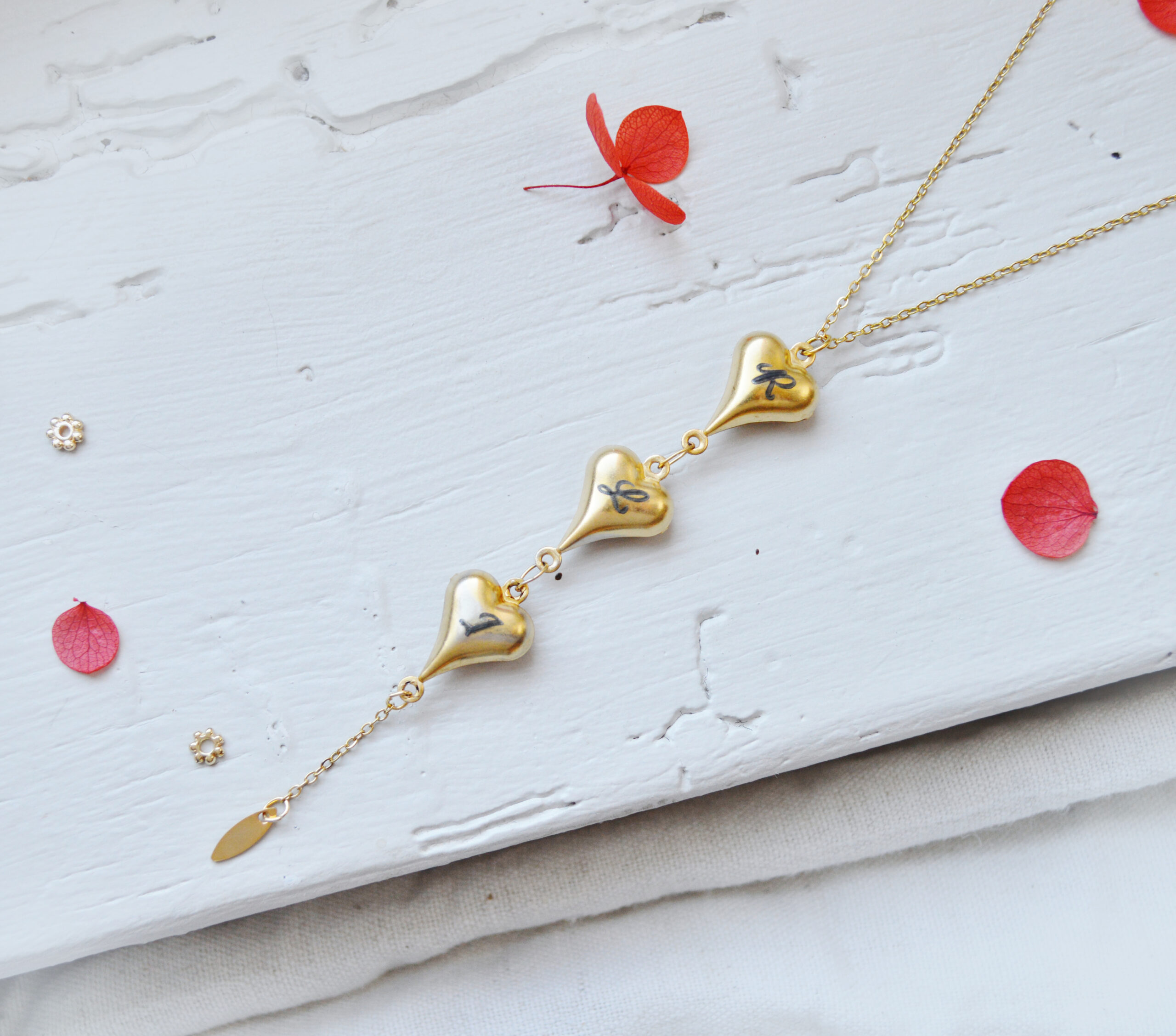 COLLIER COEUR 2 Collier doré cœurs initiales personnalisées acier inoxydables – bijoux gravés sur mesure - cadeau personnalisé femme Noël – Image 2