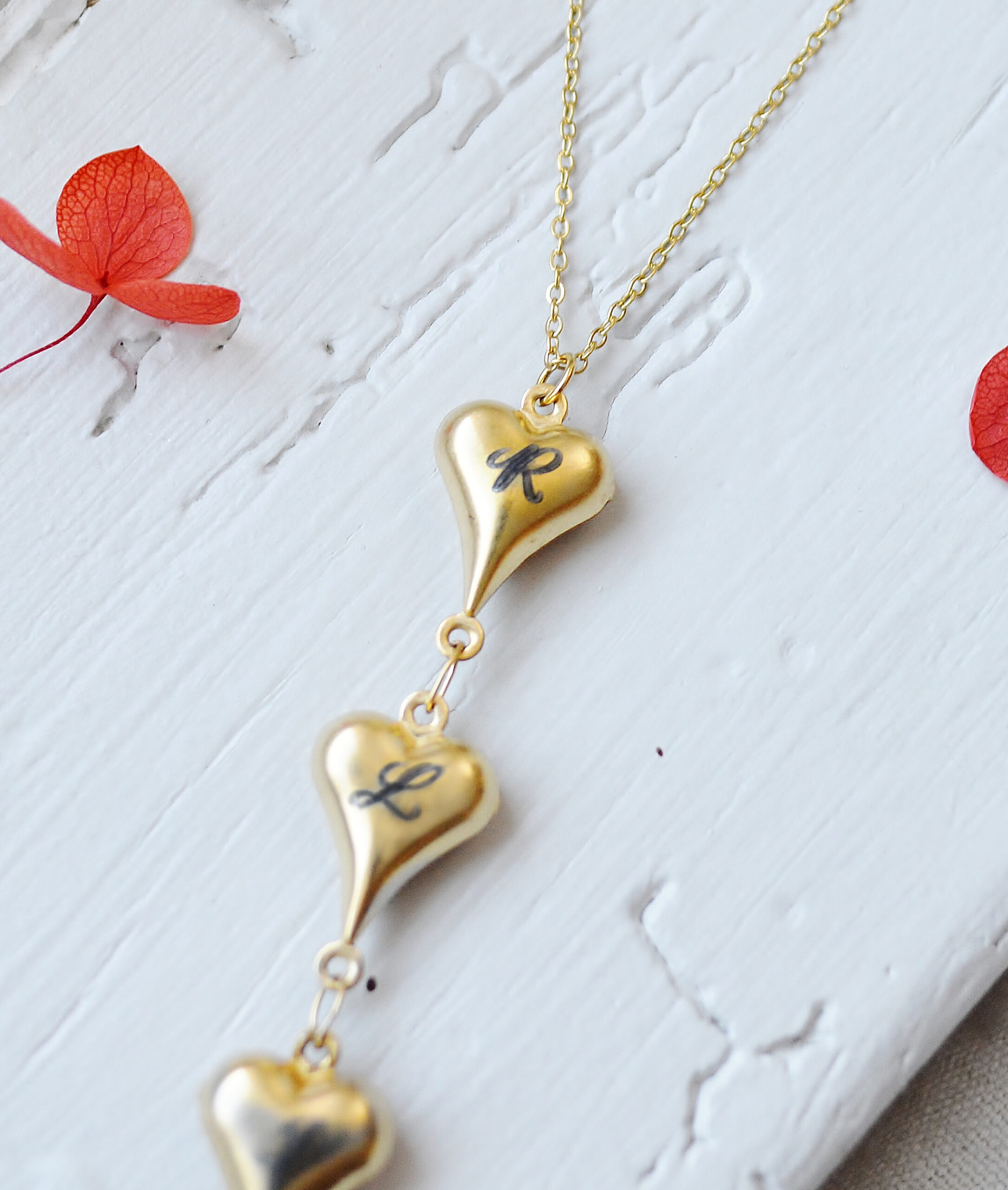 COLLIER COEUR 4 Collier doré cœurs initiales personnalisées acier inoxydables – bijoux gravés sur mesure - cadeau personnalisé femme Noël – Image 8